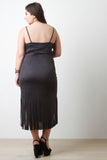 Corset Neckline Sleeveless Suede Fringe Dress