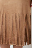 Corset Neckline Sleeveless Suede Fringe Dress