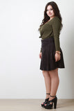 Button Down Suede A-Line Skirt