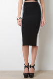 Side Color Block Midi Skirt