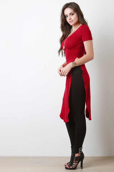 Jersey Knit Double High-Slit Top