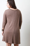 V-Neck Ribbed Knit Shift Dress