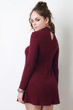 Long Sleeve Ribbed Knit Shift Dress