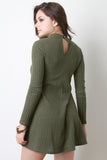 Long Sleeve Ribbed Knit Shift Dress