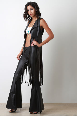 Vegan Leather Fringe Vest