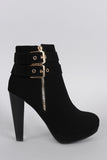 Moto Straps Platform Chunky Heel Booties