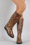 Bamboo Leopard Embossed Quilted Pattern Jelly Rain Boots