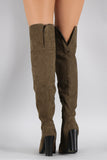 Qupid Suede Slit Chunky Heeled Over-The-Knee Boots