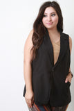 Notched Collar Pocket Sleeveless Vest