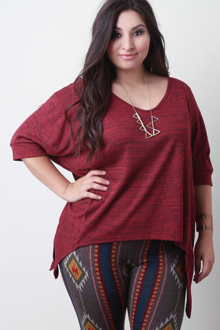 Marled Knit Sharkbite Dolman Sleeves Top