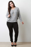 Ribbed Knit Scoop Neck Long Dolman Sleeves Top