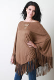 Faux Suede Fringe Poncho