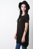 Short Sleeve Boat Neck Long Tee