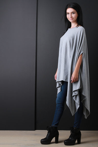 Handkerchief Knit Poncho Maxi Top