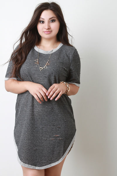 Distressed French Terry T-Shirt Dress