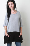 Hooded Two-Tone Batwing Sleeve Sweater