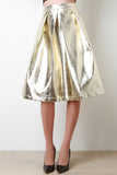 Metallic Pleated A-Line Midi Skirt