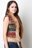 Fur Trimmed Tapestry Vest