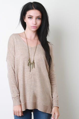 Boxy Center Seam Knit Sweater