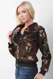 Camouflage Print Zipped Up Bomber Jacket