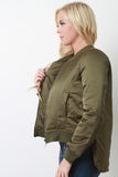 Puffy High-Low Bomber Jacket