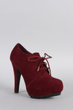 Dollhouse Almond Toe Lace Up Oxford Hidden Platform Heeled Booties