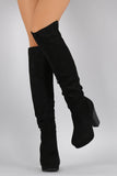 Bamboo Suede Slouchy Chunky Heeled Over-The-Knee Boots