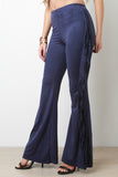 Fringe Side Vegan Suede Flare Pants