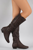 Elastic Gore Round Toe Riding Knee High Boots