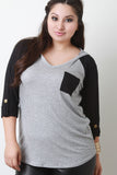 Ribbed Jersey Hooded Raglan Top