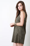 Sleeveless Suede Mini Shift Dress