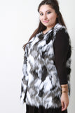 Sleeveless Tri-Tone Long Faux Fur Vest