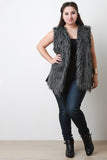 Multicolor Faux Fur Knit Back Sleeveless Vest