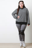 Geometric Pattern Textured Long Sleeves Sweater Top