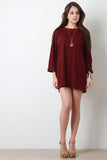 Cuffed Quarter Sleeves Mini Shift Dress