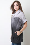 Ombre Turtleneck Short Dolman Sleeves Tunic Top